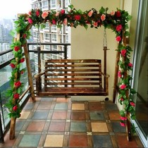 Special Price Outdoor Autumn Thousands Embalming Wood Solid Wood Autumn Thousands balcony Wooden Hanging Chair Double Wooden Patio Outdoor Autumn