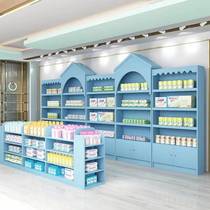 Wooden mother and infant store milk powder shelf diaper container island cabinet pet store display cabinet pregnant baby store display cabinet