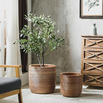 Ceramic flowerpot large household modern simple floor vase green plant hydroponic flower large diameter interior decoration cylinder