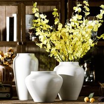 Large diameter pure white temperament porcelain flower porcelain large pottery pot color vase Dry flower decorative ornaments Ceramic living room