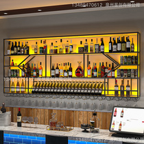 Wrought iron wine rack Wall-mounted wine cabinet display rack Restaurant creative bar decoration rack Wall shelf customization
