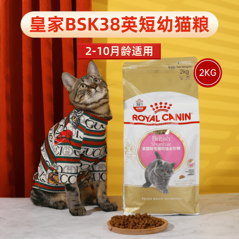 皇家猫粮 英短幼猫粮 bsk38 通用粮 4-12月 2kg 蓝猫金渐层银渐层