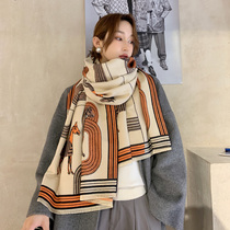 Cashmere Scarf Women Winter 2021 New Joker Double-sided Thick Warm Retro Literary Shawl Dual