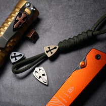 Cross East Conscription Army Hollowed-out Shield With Umbrella Rope With Screw Pure Titanium Alloy Red Purple Brass Hand Electric Clip Folding Knife Pendant