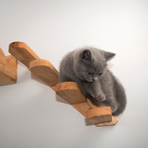 Custom solid wood wall cat climbing ladder springboard toy cat educational toy grinding claw cat nest