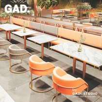 GAD milk tea coffee shop Western restaurant sofa card holder INS simple casual marble rock board table and chair combination