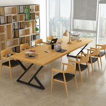 Solid Wood Office Meeting Table Long Table Rectangular Bench Brief Modern Simple Long Bar Table Meeting Table And Chairs Composition