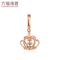 Lukfook Jewellery 18K Gold Diamond Pendant DEAR Q Series Crown Diamond Transfer Bead Bracelet DQ29388