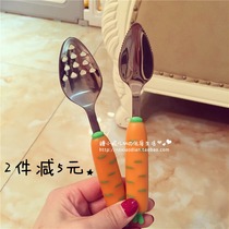 Japan Greennose Green nose Baby food supplement spoon grinding Stainless steel scraping mud spoon Apple fruit puree