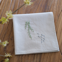 Missyu handmade embroidered handkerchief with custom pure cotton suction sweaty handkerchief spring windy with small fish embroidery
