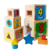 Wooden rainbow tower set box children Square set building block box stacked music baby pile Tower puzzle toy