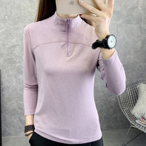 Quick-drying long sleeve T-shirt women Autumn Winter grinding plus velvet outdoor hiking warm base shirt fitness training yoga top