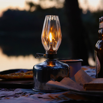 Huofeng Linglong Coloured Glass Coreless Steam Lamp Outdoor Atmosphere Gas Tank Camp Lamp Lighting Retro Camping Candle Lamp