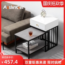 Light luxury sofa side few living room rock board small coffee table movable corner side table side table side corner property bedside cabinet