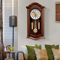 New Chinese Classical whole point Music News time solid wood hanging clock old Chinese wind sitting room clock home decoration clock