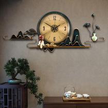 New Chinese timepiece pure copper light luxury high-end home clock hanging bell Living room Art modern atmospheric decoration quartz clock