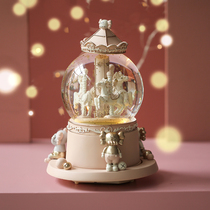Creative merry-go-round music box Dream Crystal ball ornaments music box cute girl Christmas birthday gift