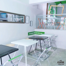 Industrial style table and chair combination transparent stainless steel folding chair iron table and chair cafe outdoor table and chair dessert shop table