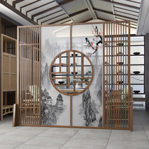 New Chinese screen partition Living room office entrance barrier brake Tea room occlusion solid wood custom hollow seat screen