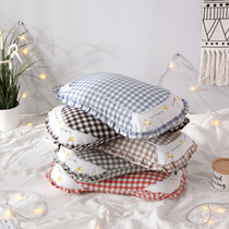 Student pillow children buckwheat shell pillow core cotton lace water wash cloth Plaid embroidered pillowcase deer baby pillow