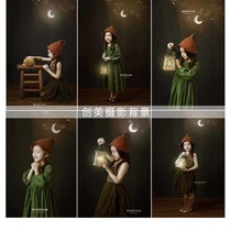 2021 Chuangmei high-end childrens portrait oil painting background dark color studio oil canvas style photo photo cloth