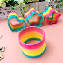 Childrens adult plastic stretch colorful spring coil elastic ring rainbow stacked ring personality creative small toy supplies