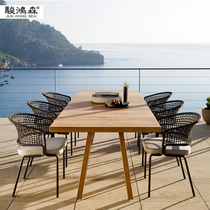 Balcony Garden Outdoor Rattan Table And Chairs Combined Patio Folk Rattan set casual table and chairs Creative aluminum alloy waterproof sunscreen