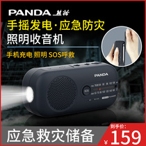 Panda hand radio Flashlight Multi-function mobile phone charging Doomsday disaster prevention charging treasure Emergency lighting Home outdoor 6251 emergency portable elderly radio alarm FM semiconductor