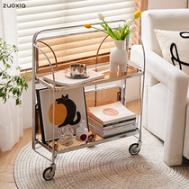 Mid-ancient glass trolley foldable side a few living room bedroom mobile net red ins corner shelf coffee table