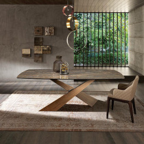Italian minimalist rock board table modern minimalist small family villa model room rectangular light luxury dining table