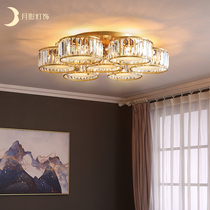 All copper living room crystal ceiling lamp LED postmodern light luxury bedroom simple atmosphere dining room lamp