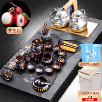 Natural Wujinshi tea set tea tray household fully automatic one whole set of office meeting simple tea table head