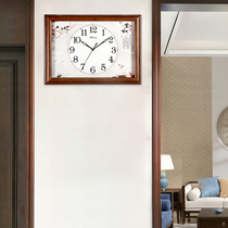Han Dynasty new Chinese living room wall clock solid wood big clock creative home decoration shielding meter box clock HW341