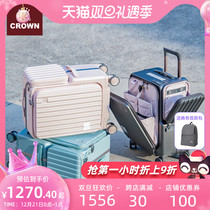 CROWN CROWN luggage trolley case 20 inch suitcase female universal wheel multi-function boarding case 5298