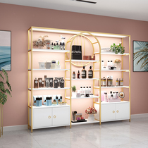 Beauty salon product display cabinet cosmetics skin care products shelf display rack display case ins light Luxury Nail Cabinet