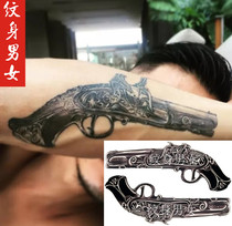 A pair of 2 hand-painted Shawn Yue 6 uncle pistol realistic tattoo stickers waterproof personality tattoo