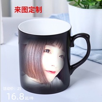 Color change cup heating custom watermark household printable photo drinking water Bone China mug Creative ceramic water cup