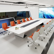 Baking Varnish Office Furniture Conference Table Oval Table White Brief modern large conference room table and chairs Combined removable