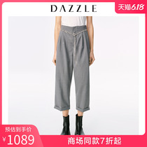 Dazzle Disu 2020 summer new worsted wool grey wide leg casual pants for women 2c2q4181e