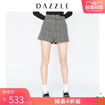 Dazzle Disu autumn and winter new casual plaid belt wool wool wool wool wool short 2f4q1194n