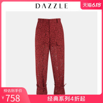 Dazzle plain autumn new lace embroidery legged overalls casual pants 2g3q4427h