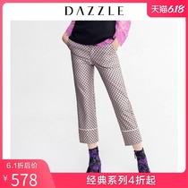 Dazzle Disu autumn and winter new fashion pajamas printed jacquard straight pants for women 2g1q4166g