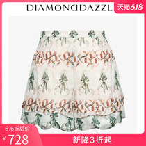 Diamond dazzle summer new Print Satin gauze casual shorts for women 1a2q10751
