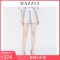 Dazzle ground plain summer wear new vertical stripe diagonal color high waist elastic shorts 2f2q1032r