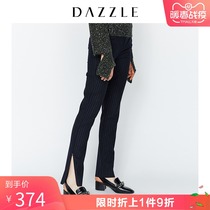 Dazzle new spring and summer dark vertical stripe split leg straight pants 2a1q413