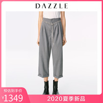 Dazzle Disu 2020 summer new worsted wool grey wide leg casual pants for women 2c2q4181e