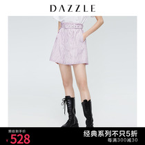 Dazzle ground element autumn new simple A-line striped casual belt shorts female 2G3Q1142G