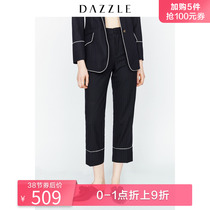 Dazzle spring and autumn new style stripe loose wide leg wool cropped pants for women 2f1q4072t