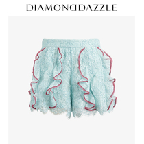 Diamond dazzle new elegant lady Lace Ruffle short women 1f2q1087o