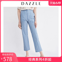 Dazzle ground plain spring dress new simple foreign style stripe straight tube leisure pants for women 2g1q412s